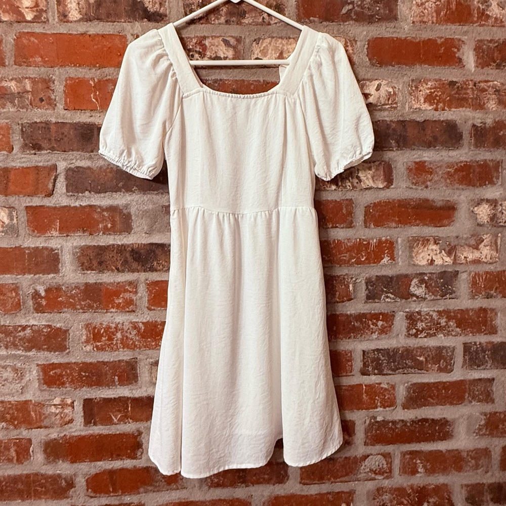 White Puff Sleeve Dress